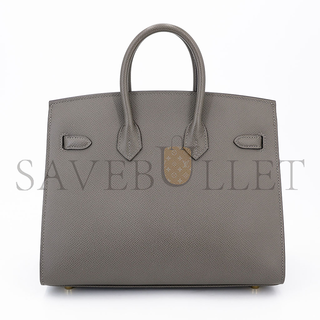 H**mes birkin 25 epsom leather pewter grey gold buckle luxury bag 2935397569 (25*20*13cm)